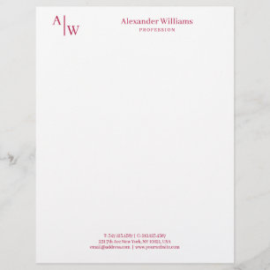 En-tête De Lettre Professionnel 2 Monogramme Minimaliste Bourgogne R