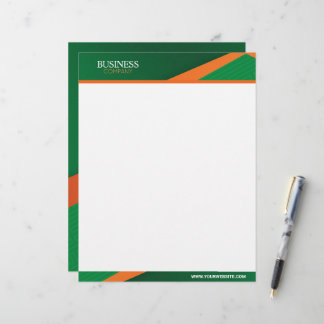 En-tête De Lettre Professionnel Vert avec Rayure Orange Entreprise