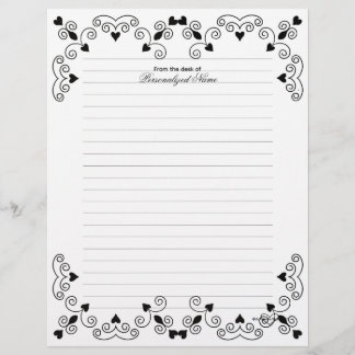 En-tête De Lettre Queen of Hearts - Black Lined