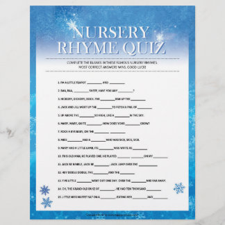 En-tête De Lettre Quiz de Nursery Rhymes [Snowy Blue]