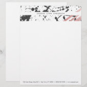 En-tête De Lettre Rayures roses d'or d'éclaboussure à l'encre noire (Devant / Derrière)