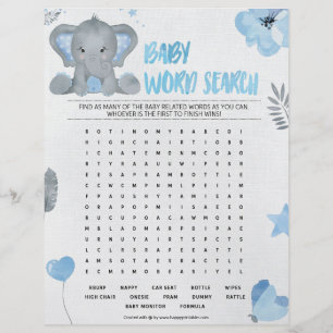 En-tête De Lettre Recherche de mots bébé [Eléphant bébé [bleu]