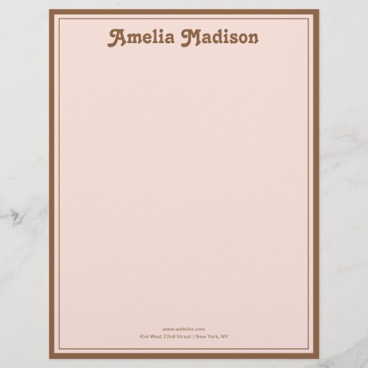 En-tête De Lettre Retro Simple Blush Pink Orange (Devant)