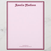 En-tête De Lettre Retro Simple Pink Letterhead (Devant)
