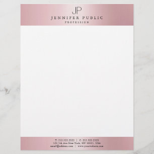 En-tête De Lettre Rose Gold Elegant Monogramme Modèle moderne