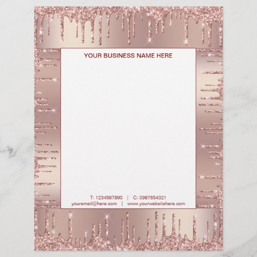 En-tête De Lettre Rose Gold Parties scintillant Business en-tête Mod (Devant)