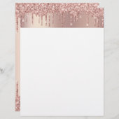 En-tête de lettre rose Parties scintillant or text (Devant / Derrière)