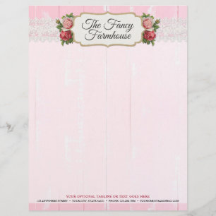 En-tête De Lettre Roses vintages floraux roses en bois rustiques