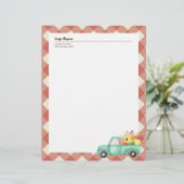 En-tête De Lettre Rouge En vichy Bleu Camion Automne Automne Style P (Debout devant)