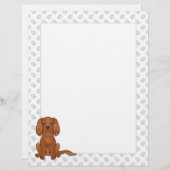 En-tête De Lettre Ruby Cavalier King Charles Spaniel Chien Sur Vert (Devant / Derrière)