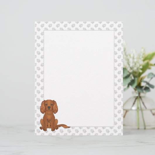 En-tête De Lettre Ruby Cavalier King Charles Spaniel Chien Sur Vert (Debout devant)