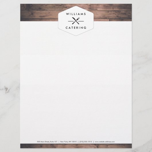 En-tête De Lettre Rustique Crossed Fork Couteau Logo Restauration (Devant)