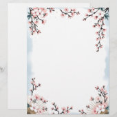 En-tête De Lettre Sakura Blossoms et fans (Devant / Derrière)