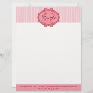 En-tête De Lettre Salon de Beauté Cadre Vintage Rose Élégant