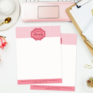 En-tête De Lettre Salon de Beauté Cadre Vintage Rose Élégant