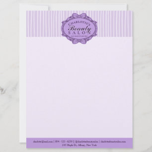 En-tête De Lettre Salon de Beauté Cadre Violet Élégant Vintage