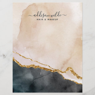 En-tête De Lettre Script Aquarelle rose Noir Marque Or