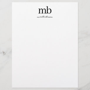 En-tête De Lettre Script moderne noir blanc tendance Monogramme init