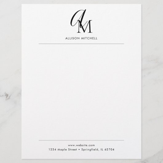 En-tête De Lettre Script Monogram Minimalist Letterhead (Devant)