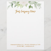 En-tête De Lettre Script or floral et vert (Devant)