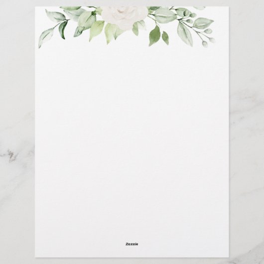 En-tête De Lettre Script or floral et vert (Dos)