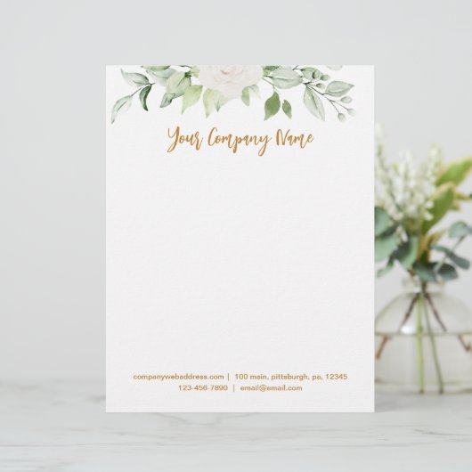 En-tête De Lettre Script or floral et vert (Debout devant)