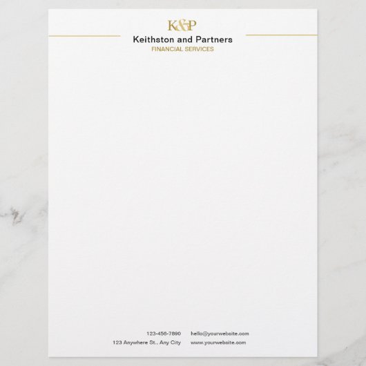 En-tête De Lettre Services financiers professionnels minimaux classi (Devant)