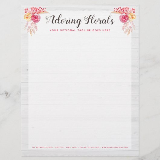 En-tête De Lettre Shabby Chic Roses & Rustique Bois Blush Rose Flora (Devant)