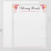 En-tête De Lettre Shabby Chic Roses & Rustique Bois Blush Rose Flora (Devant / Derrière)