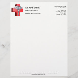 En-tête De Lettre Silver Médicale 3D Caduceus Croix Rouge