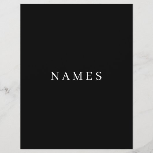 En-tête De Lettre Simple Black Custom Ajouter votre nom Élégant (Devant)