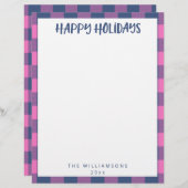 En-tête De Lettre Simple Cute Rose Plaid Nom Vacances (Devant / Derrière)