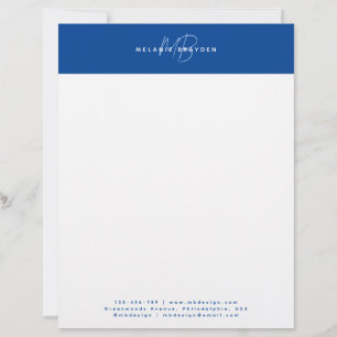 En-tête De Lettre Simple Élégant Bleu Marine Minimaliste Deux Monogr