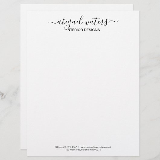 En-tête De Lettre Simple Élégant Script manuscrit (Devant / Derrière)