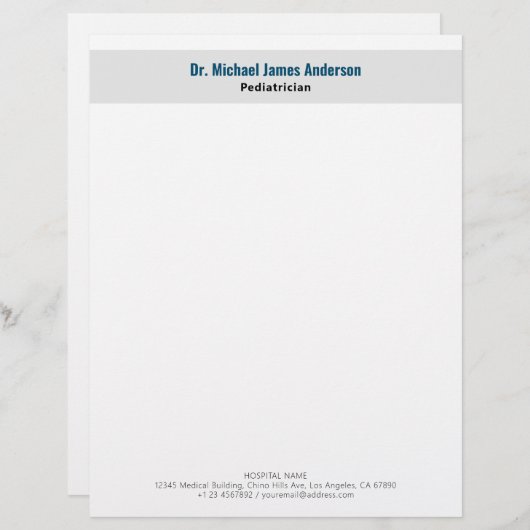 En-tête De Lettre Simple Modern Doctor  (Devant / Derrière)