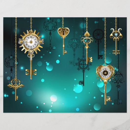 En-tête De Lettre Skeleton Keys on Green Background (Devant)