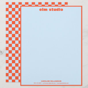 En-tête De Lettre Soft Blue Orange Checkerboard Bold Business Custom