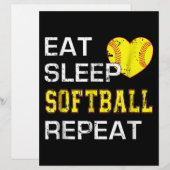 En-tête De Lettre Softball Eat Sleep Softball Répétition (Devant / Derrière)