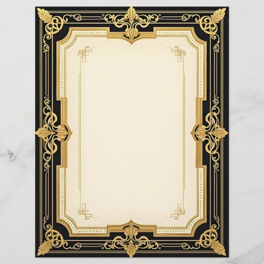 En-tête De Lettre Sophisticat Gold et Black Art Déco (Devant)