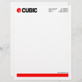 En-tête De Lettre Souligné (logo de cube) - Rouge (Devant / Derrière)