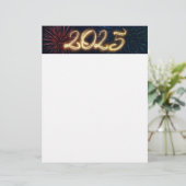 En-tête De Lettre Sparkling 2025 Happy New Year Fireworks (Debout devant)