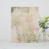 En-tête De Lettre Spring Tulips Distressed Scrapbook Paper (Debout devant)