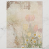 En-tête De Lettre Spring Tulips Distressed Scrapbook Paper (Dos)