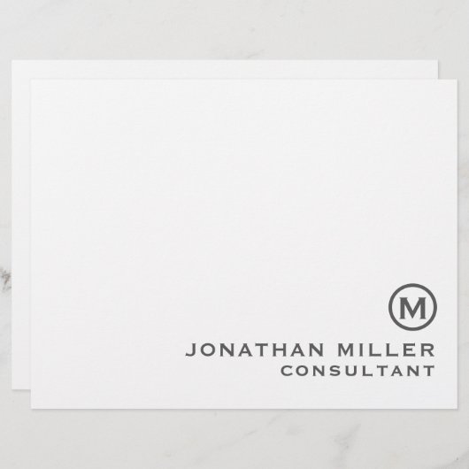 En-tête de lettre standard de monogramme gris pers (Devant / Derrière)