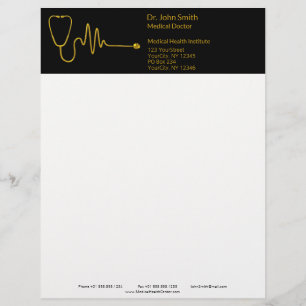 En-tête De Lettre Stéthoscope de luxe ECG Onde Or EKG Ligne Médical
