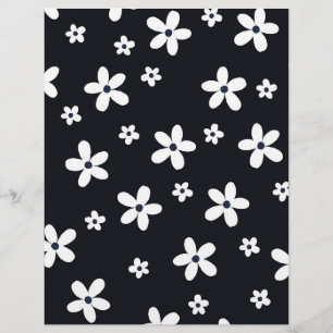 En-tête De Lettre Summer Boho Black White Daisy Flowers