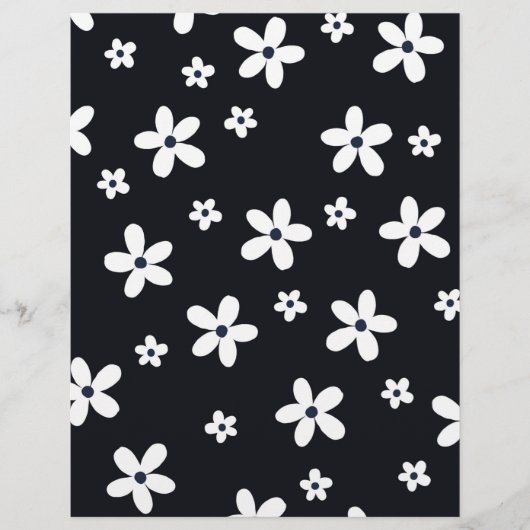 En-tête De Lettre Summer Boho Black White Daisy Flowers (Devant)