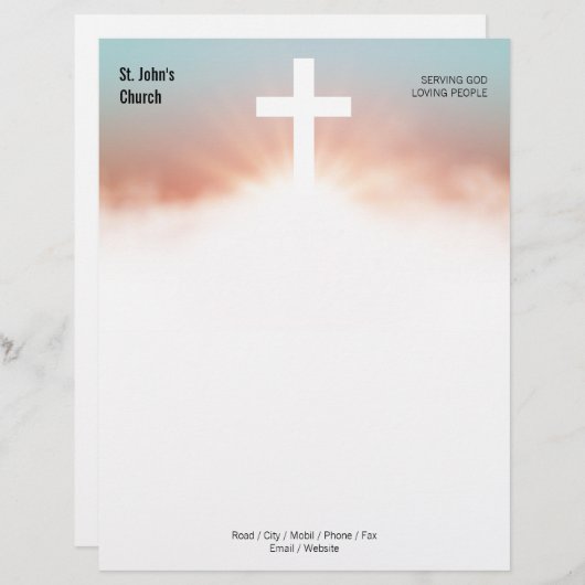 En-tête De Lettre Symbole chrétien croix en or en-tête (Devant / Derrière)