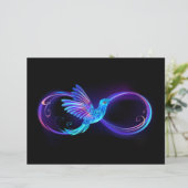 En-tête De Lettre Symbole d'infini néon avec colibri brillant (Debout devant)