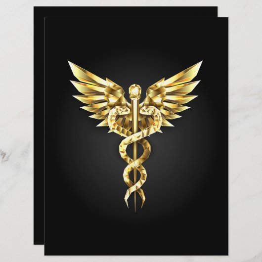 En-tête De Lettre Symbole Polygonal Or Caduceus (Devant / Derrière)